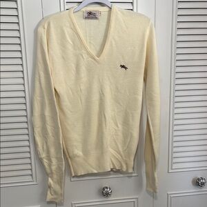 Vintage Steeplechase Cream V-Neck Sweater